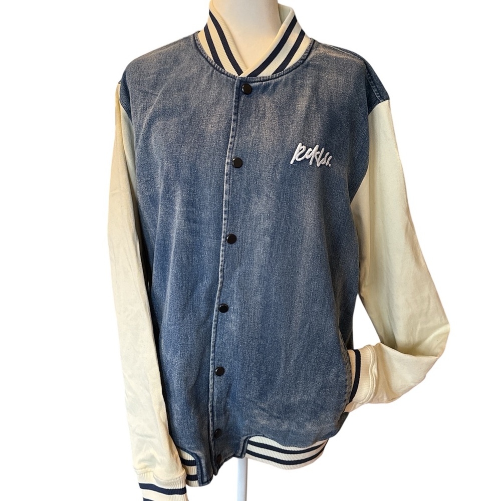 Young & Reckless Blue Jean and Cream Bomber Jacket
